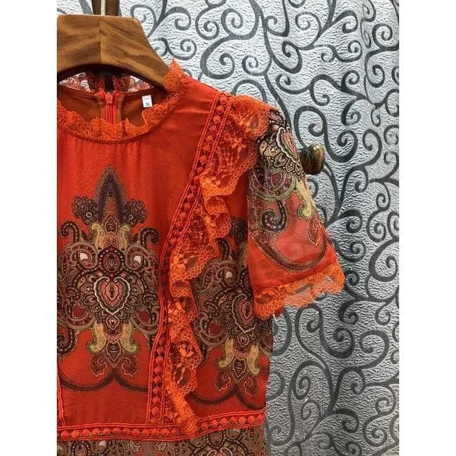 Patchwork Vintage Midi Dress