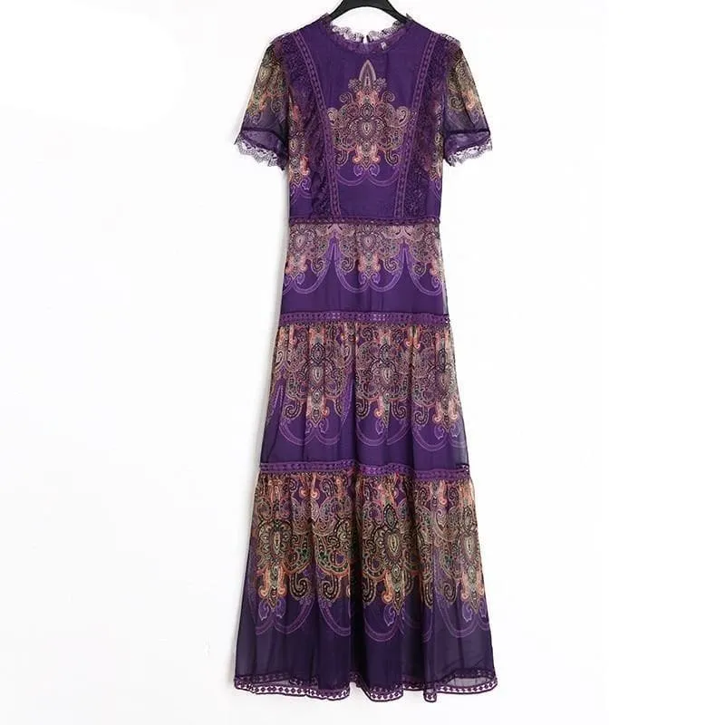 Patchwork Vintage Midi Dress