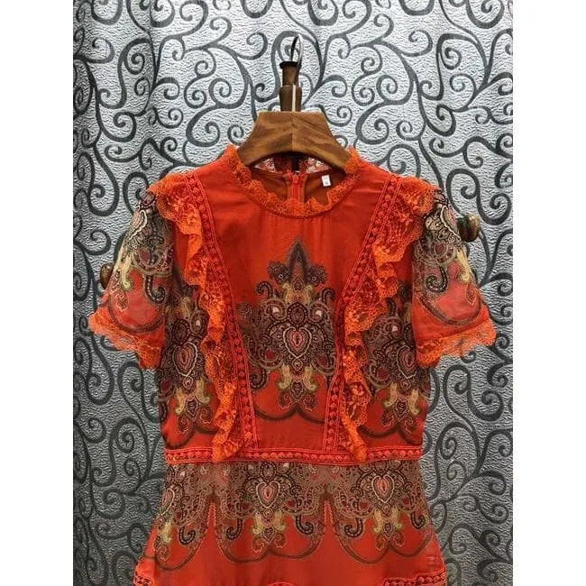 Patchwork Vintage Midi Dress