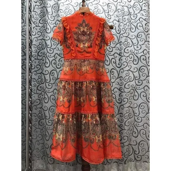 Patchwork Vintage Midi Dress