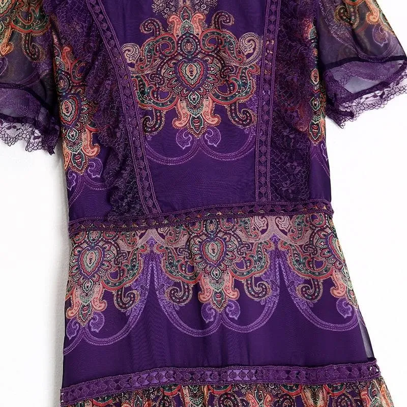Patchwork Vintage Midi Dress