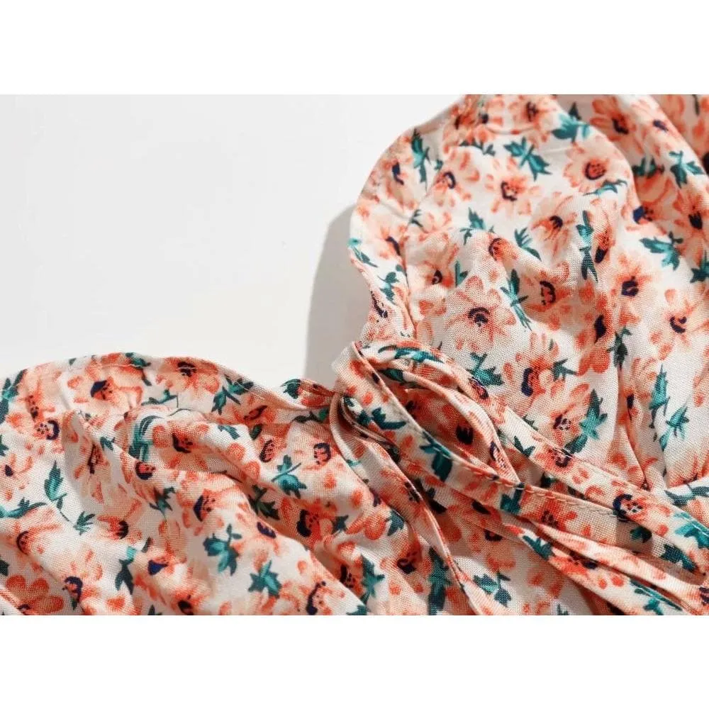 PINK FLORAL PRINT MIDI DRESS