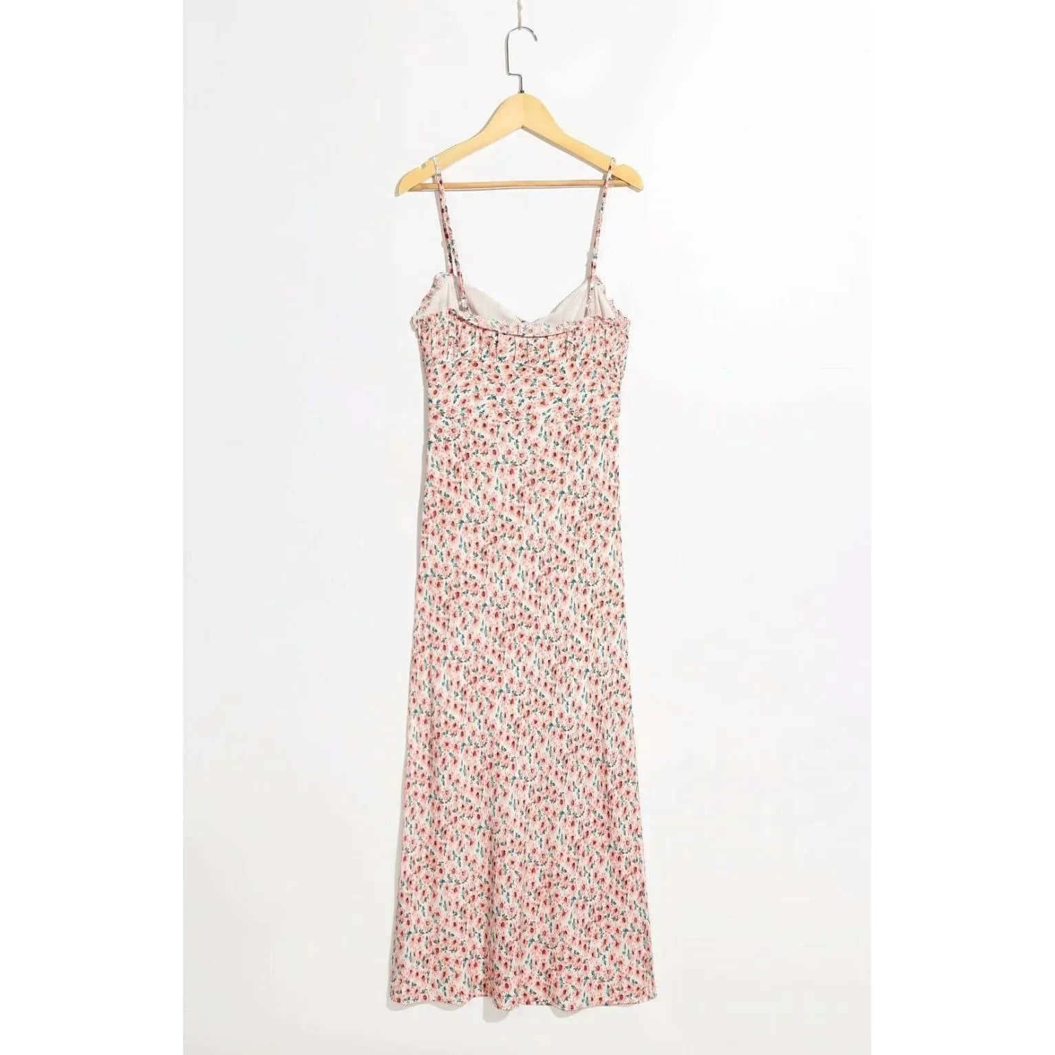 PINK FLORAL PRINT MIDI DRESS