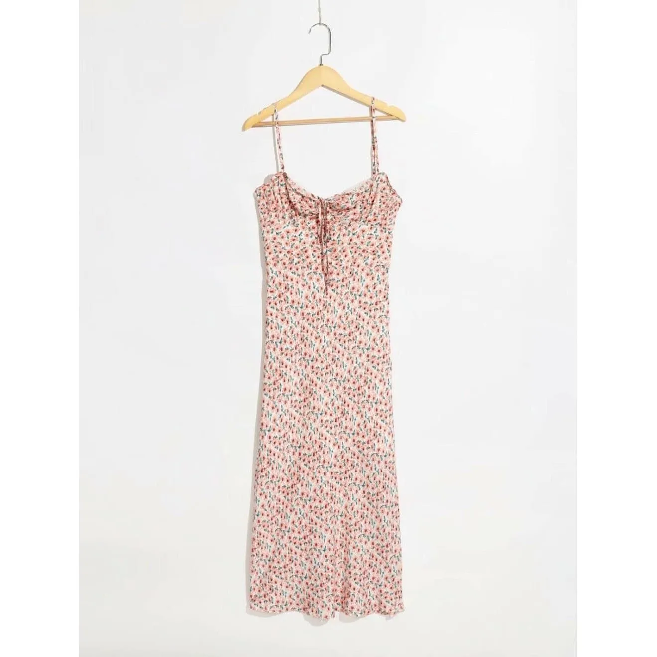 PINK FLORAL PRINT MIDI DRESS
