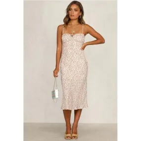PINK FLORAL PRINT MIDI DRESS