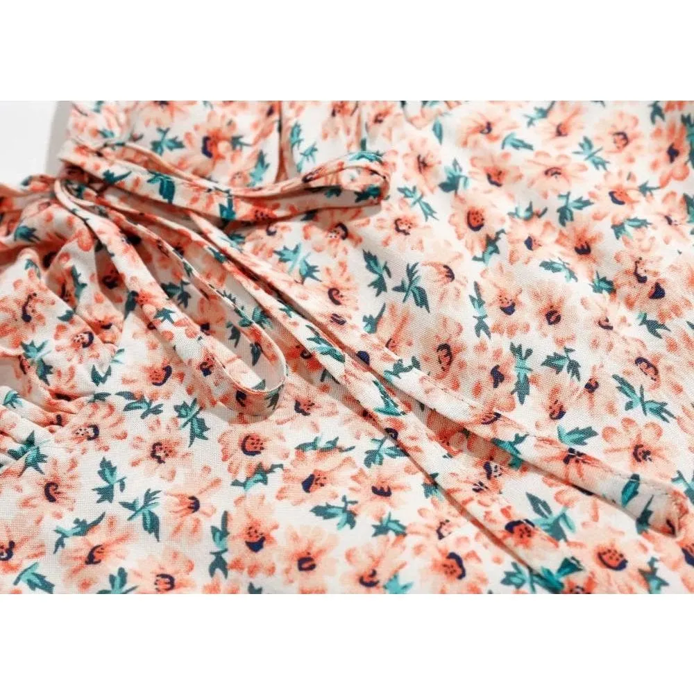 PINK FLORAL PRINT MIDI DRESS