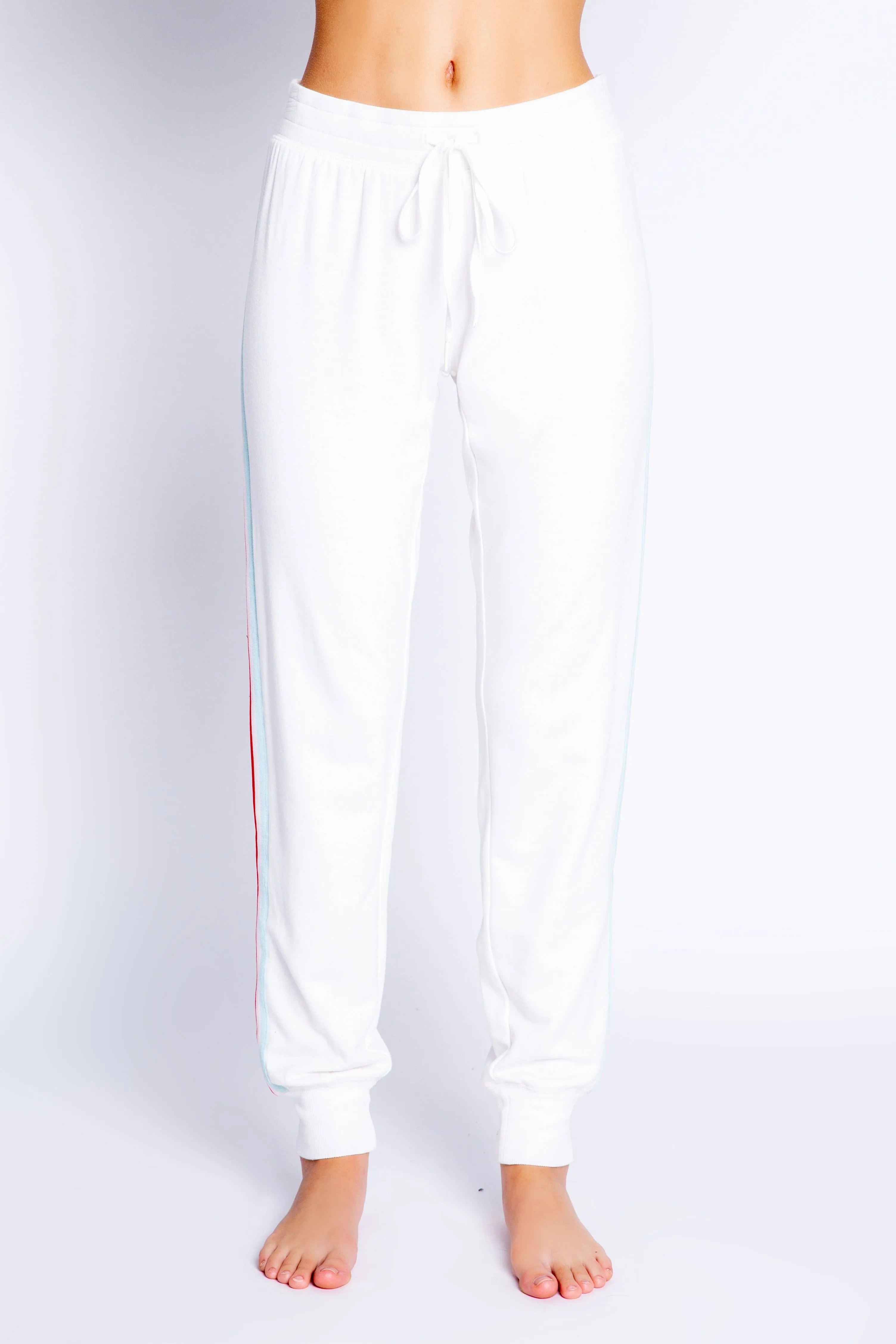 PJ Salvage Morning Waffles Banded Pant with Stripes- Ivory