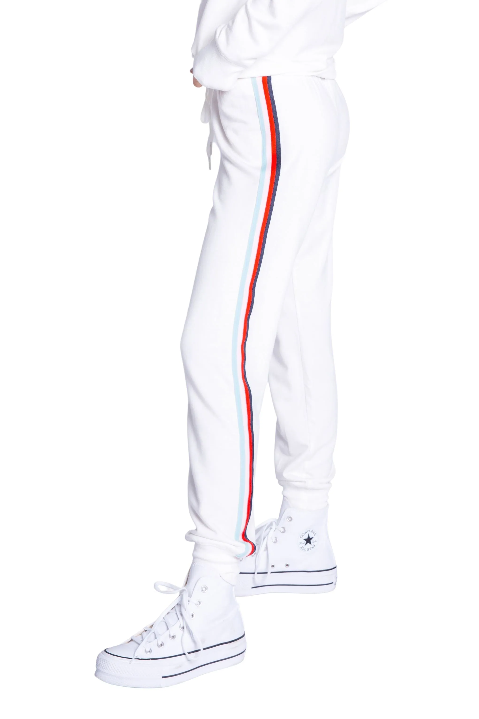 PJ Salvage Morning Waffles Banded Pant with Stripes- Ivory