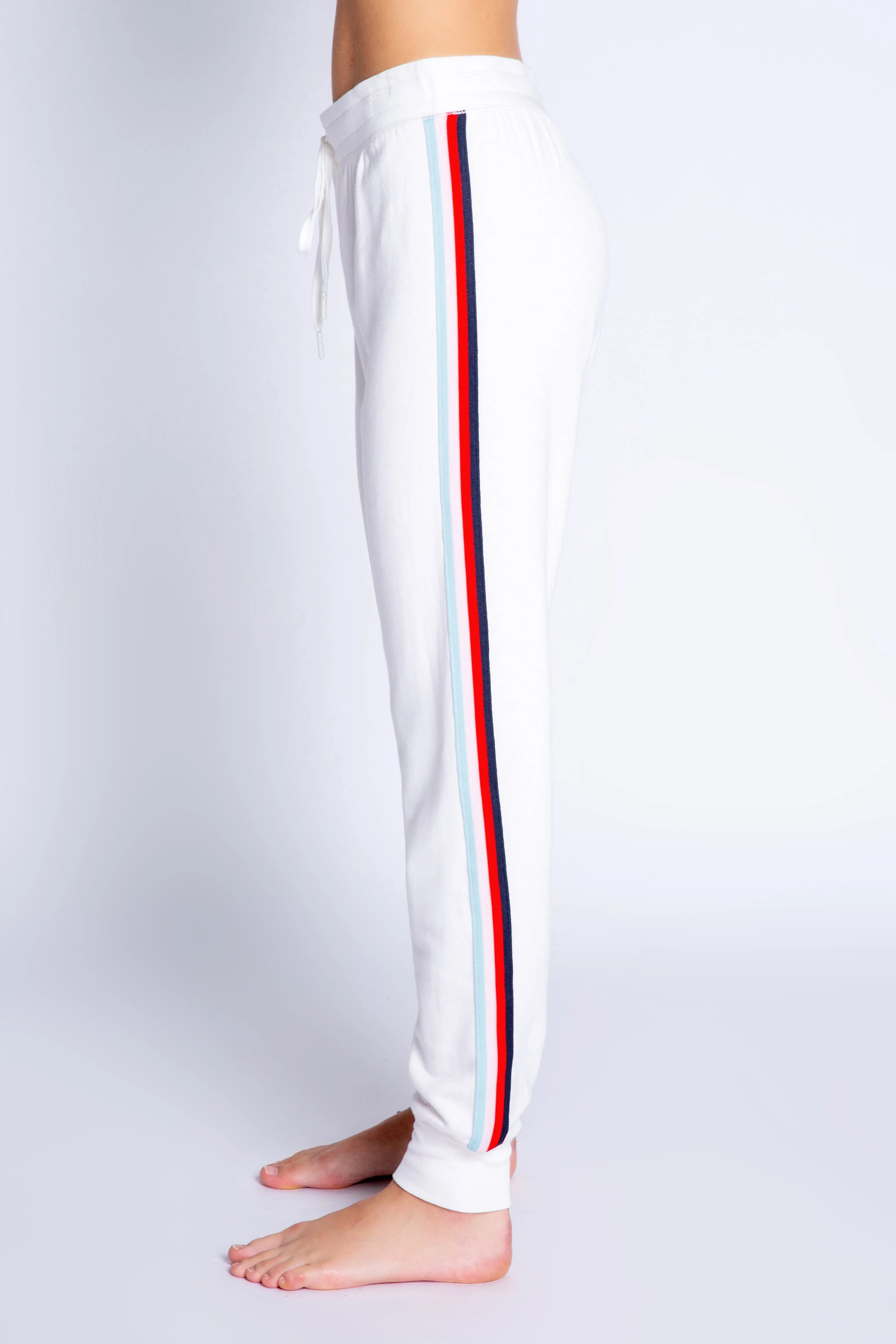 PJ Salvage Morning Waffles Banded Pant with Stripes- Ivory