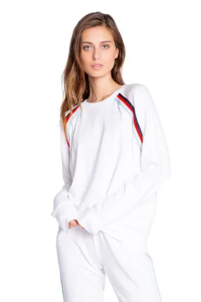 PJ Salvage Morning Waffles Long Sleeve Top with Stripes- Ivory