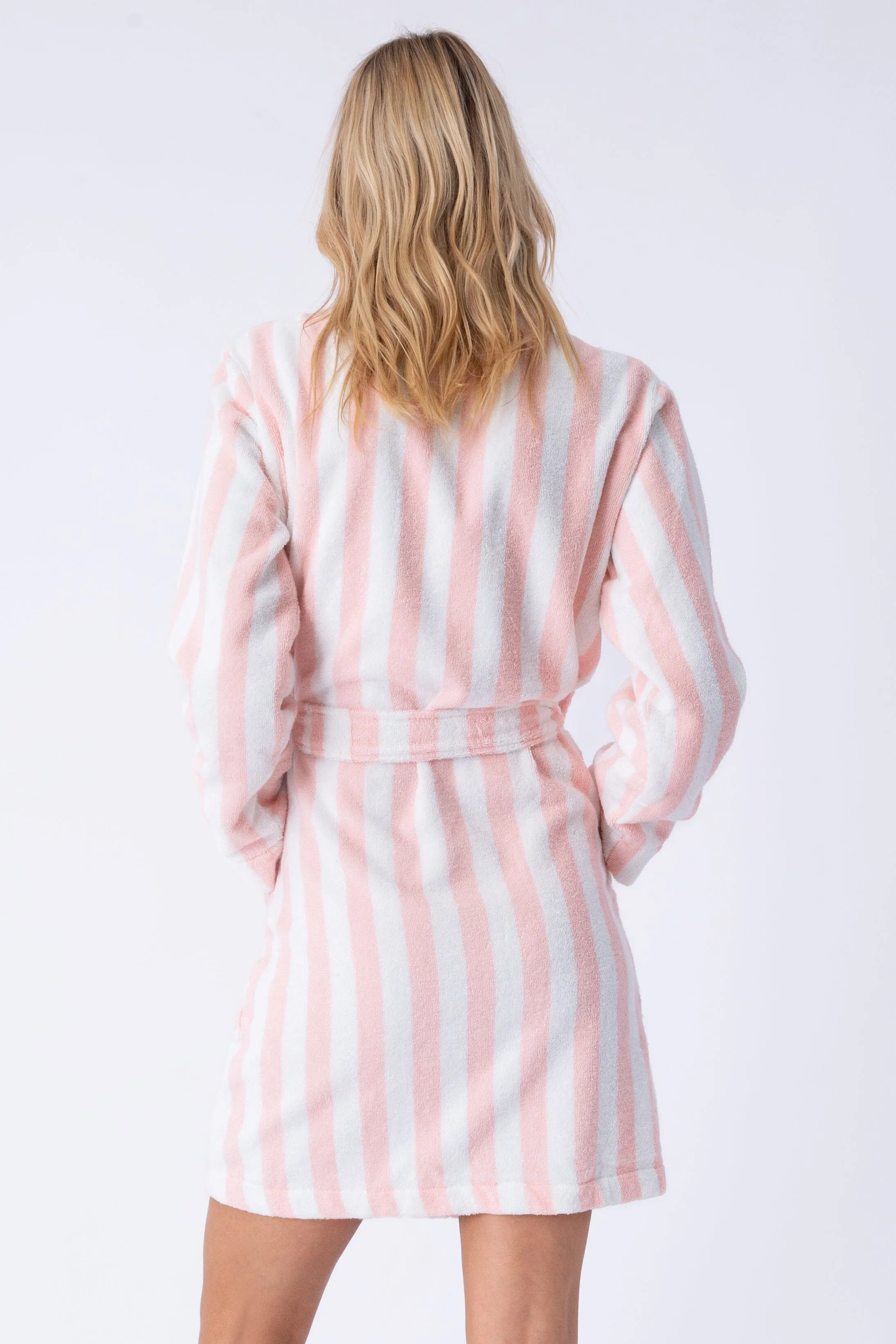 PJ Salvage Resort Essentials Striped Robe- Pink Rose