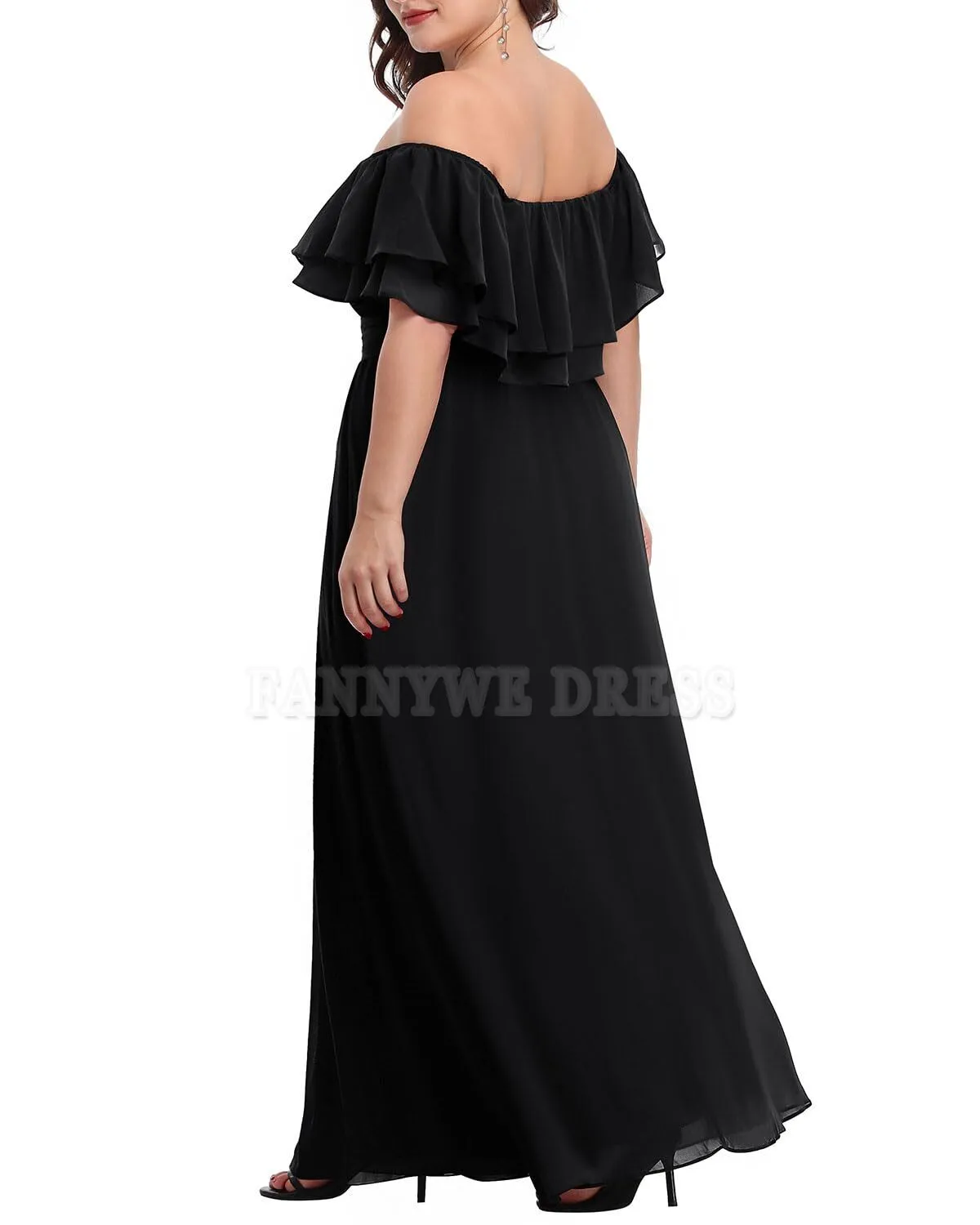 Plus Size A-line Off The Shoulder Chiffon formal dresses Bridesmaid Dresses evening gown Prom Dress