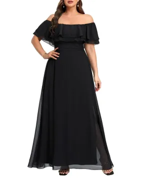Plus Size A-line Off The Shoulder Chiffon formal dresses Bridesmaid Dresses evening gown Prom Dress