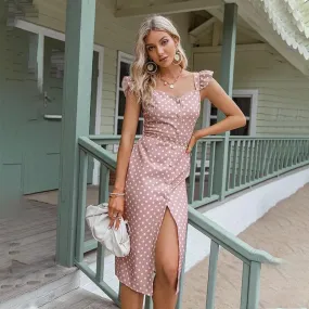 POLKA DOT PRINT SLIM ELEGANT PARTY DRESS