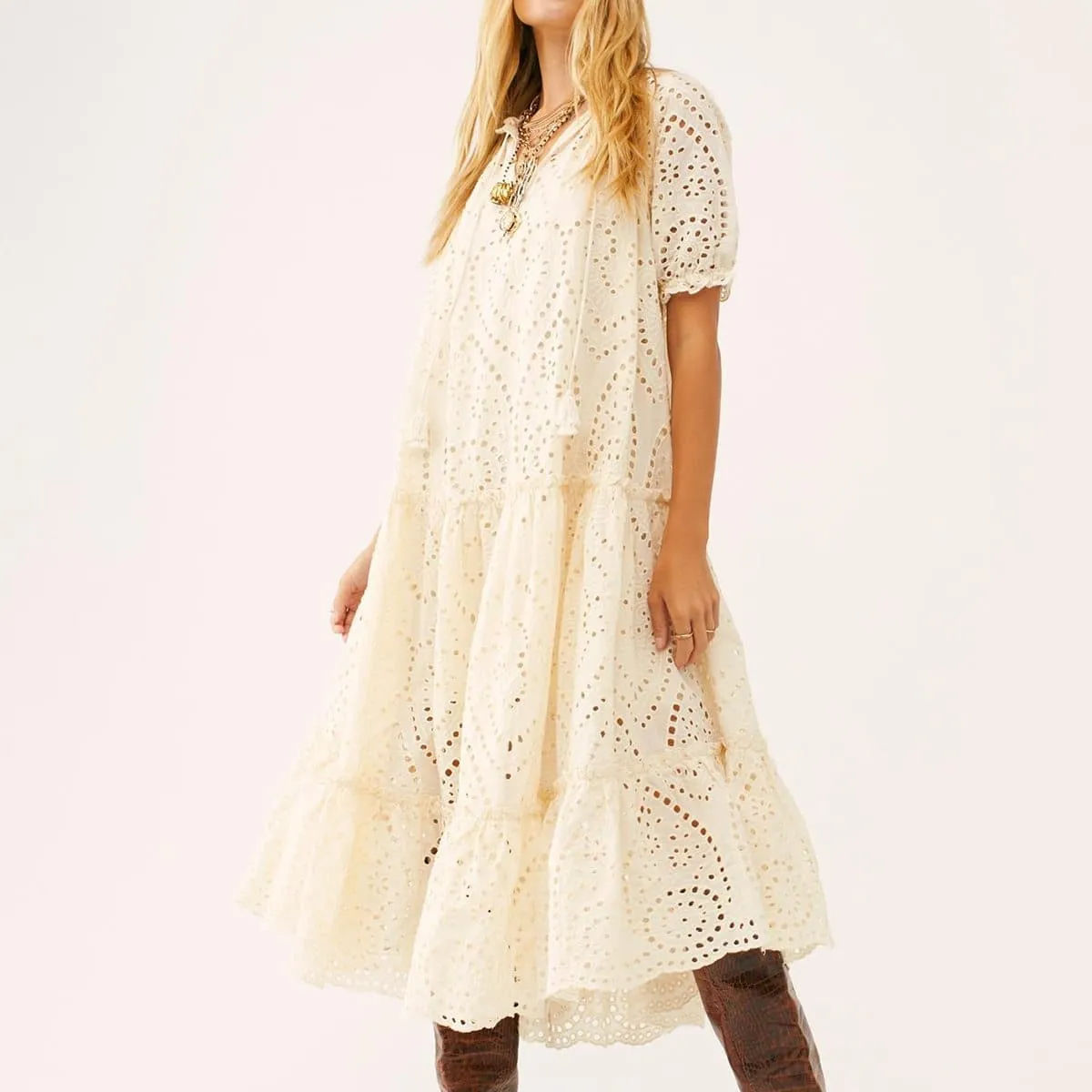 PUFF SLEEVE BOHO DRESS