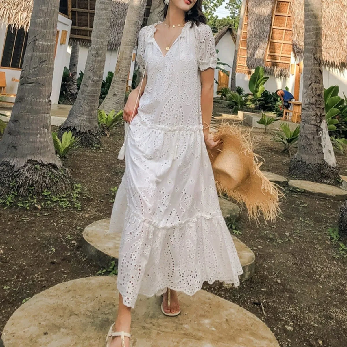 PUFF SLEEVE BOHO DRESS