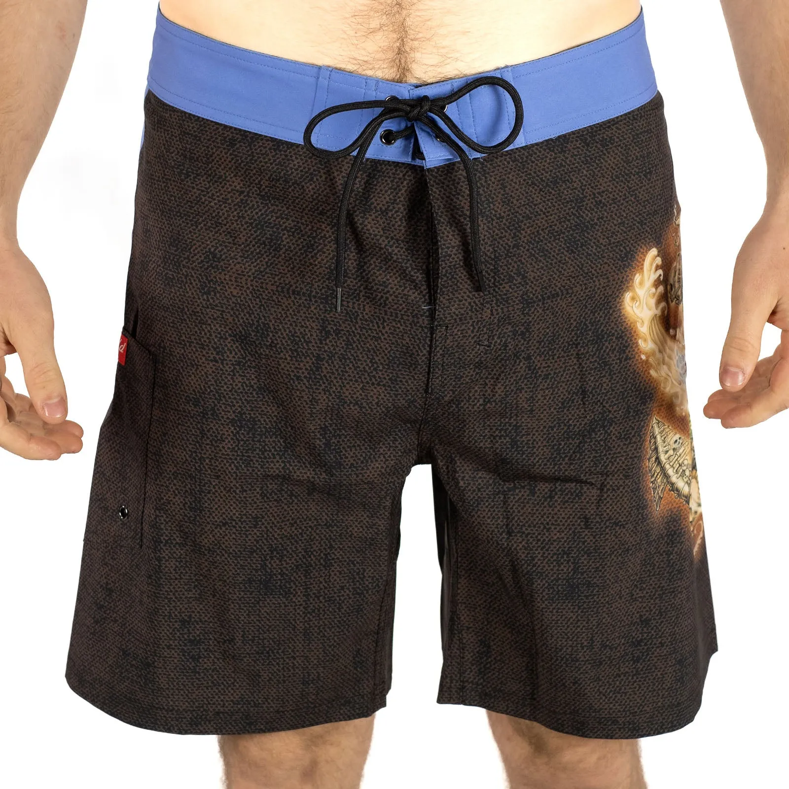 Rietveld Mens Dragon Anchor Surf Board Swim Shorts - Black