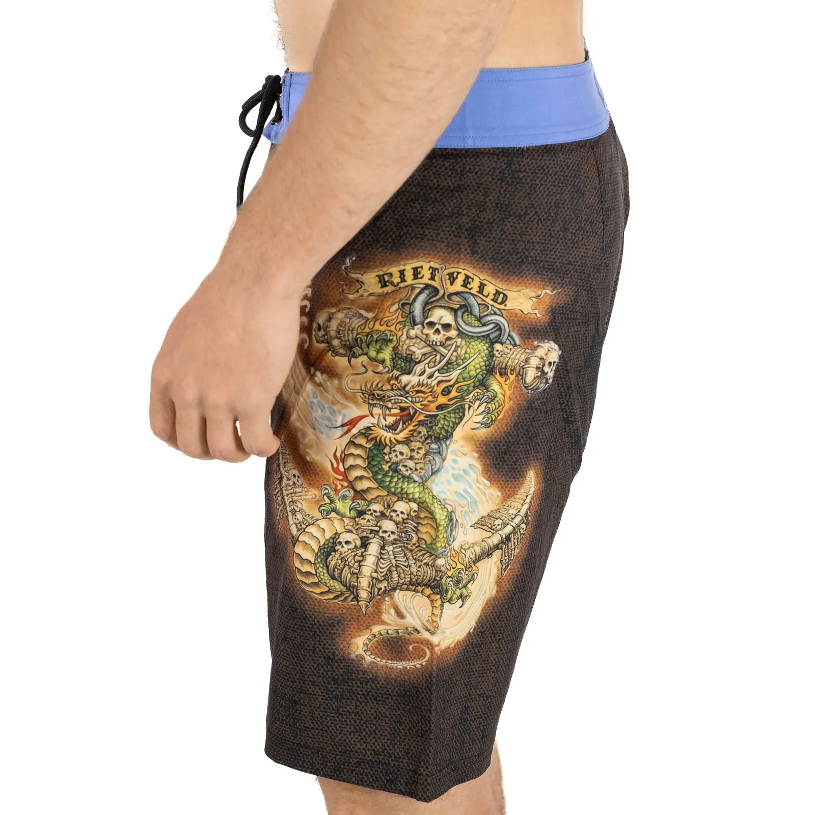 Rietveld Mens Dragon Anchor Surf Board Swim Shorts - Black