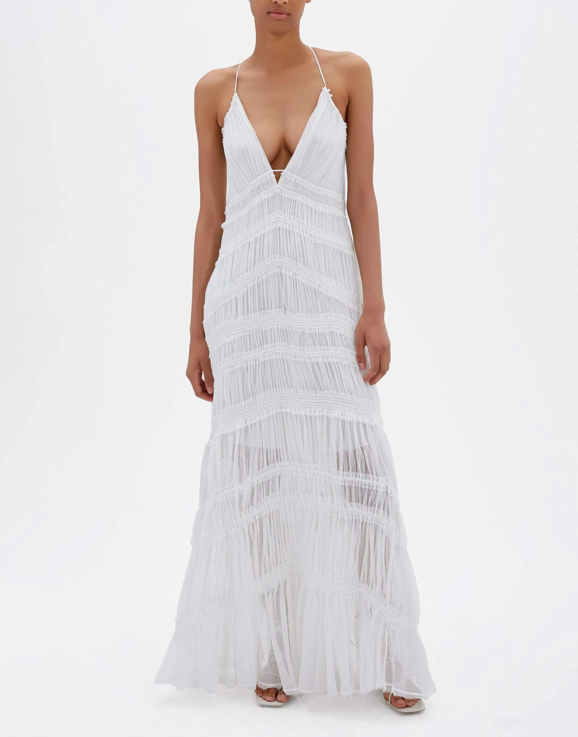 Rosalinda V-Neck Asymmetric Gown