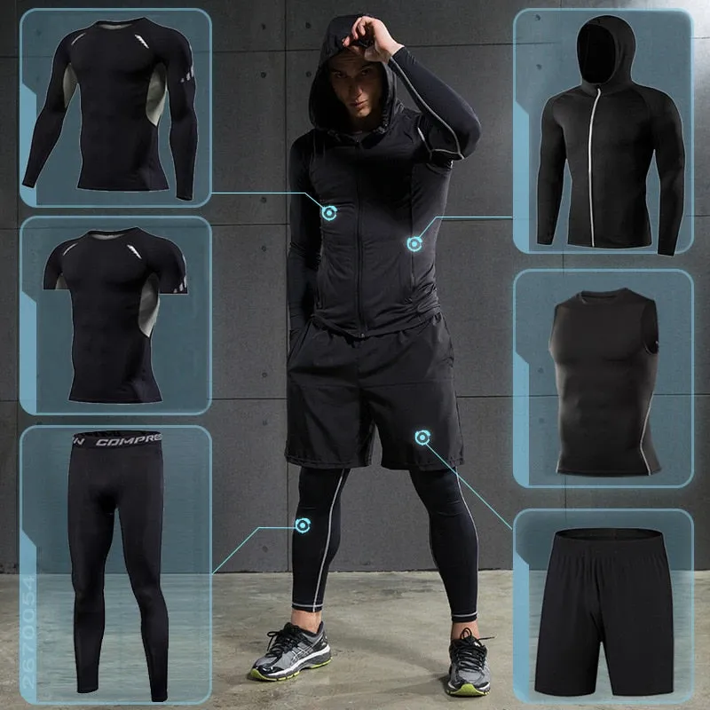 running sets Gym Tight Sport Clothing Basketball Training Tracksuit Fitness Jogging Sports Wear Compression Sports Clothes