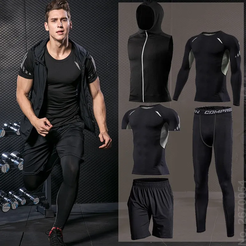 running sets Gym Tight Sport Clothing Basketball Training Tracksuit Fitness Jogging Sports Wear Compression Sports Clothes
