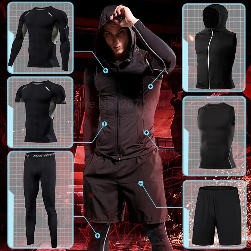 running sets Gym Tight Sport Clothing Basketball Training Tracksuit Fitness Jogging Sports Wear Compression Sports Clothes