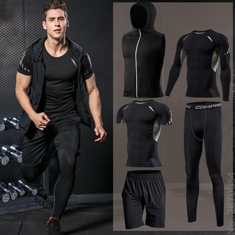 running sets Gym Tight Sport Clothing Basketball Training Tracksuit Fitness Jogging Sports Wear Compression Sports Clothes