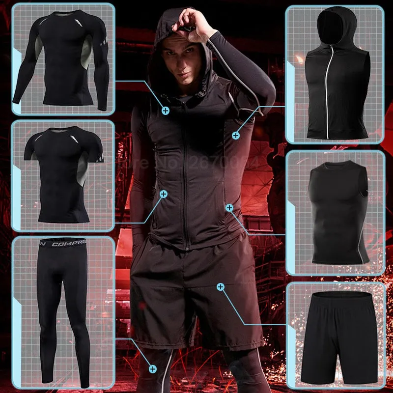 running sets Gym Tight Sport Clothing Basketball Training Tracksuit Fitness Jogging Sports Wear Compression Sports Clothes