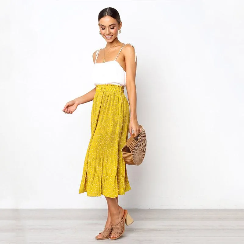 Sexy High Waist Dot Loose Pleated Dress