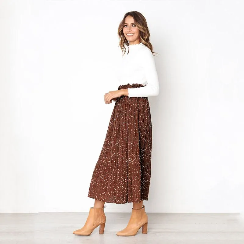 Sexy High Waist Dot Loose Pleated Dress