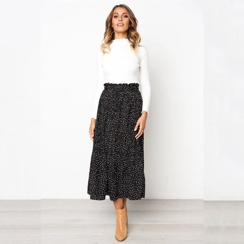 Sexy High Waist Dot Loose Pleated Dress