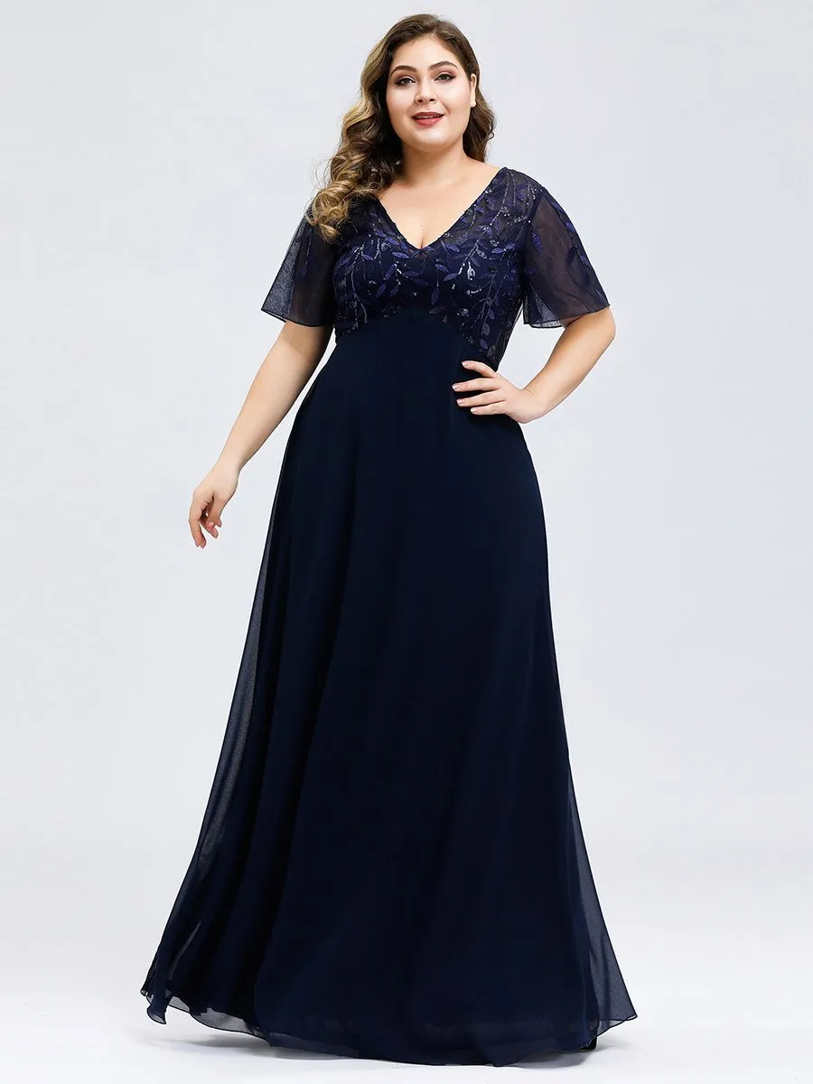 Shannon sequin leaf patterned chiffon mother of the groom dress