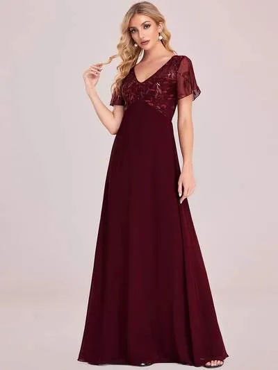 Shannon sequin leaf patterned chiffon mother of the groom dress