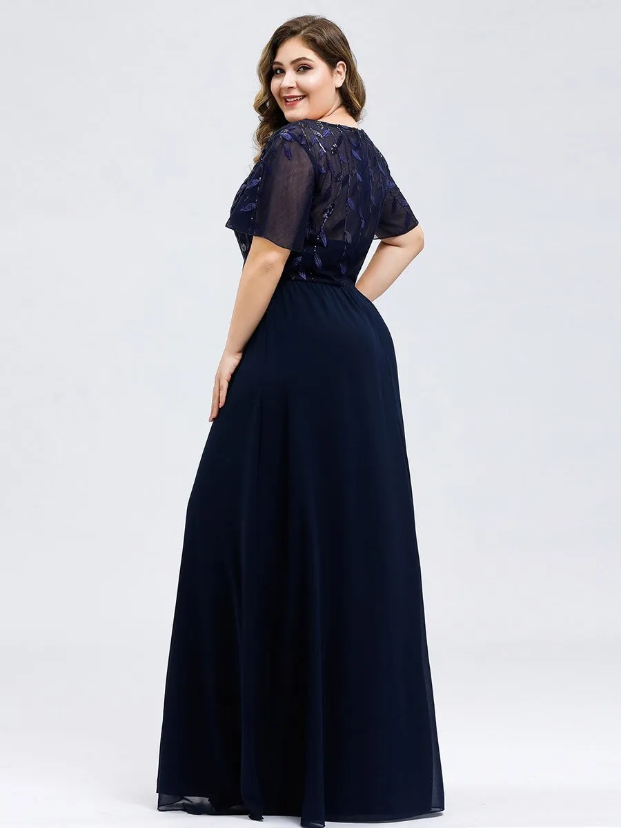 Shannon sequin leaf patterned chiffon mother of the groom dress