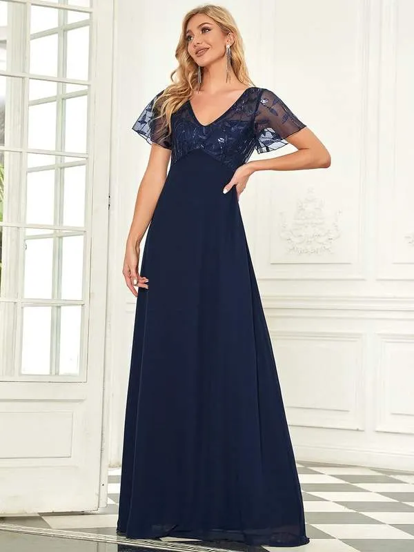 Shannon sequin leaf patterned chiffon mother of the groom dress