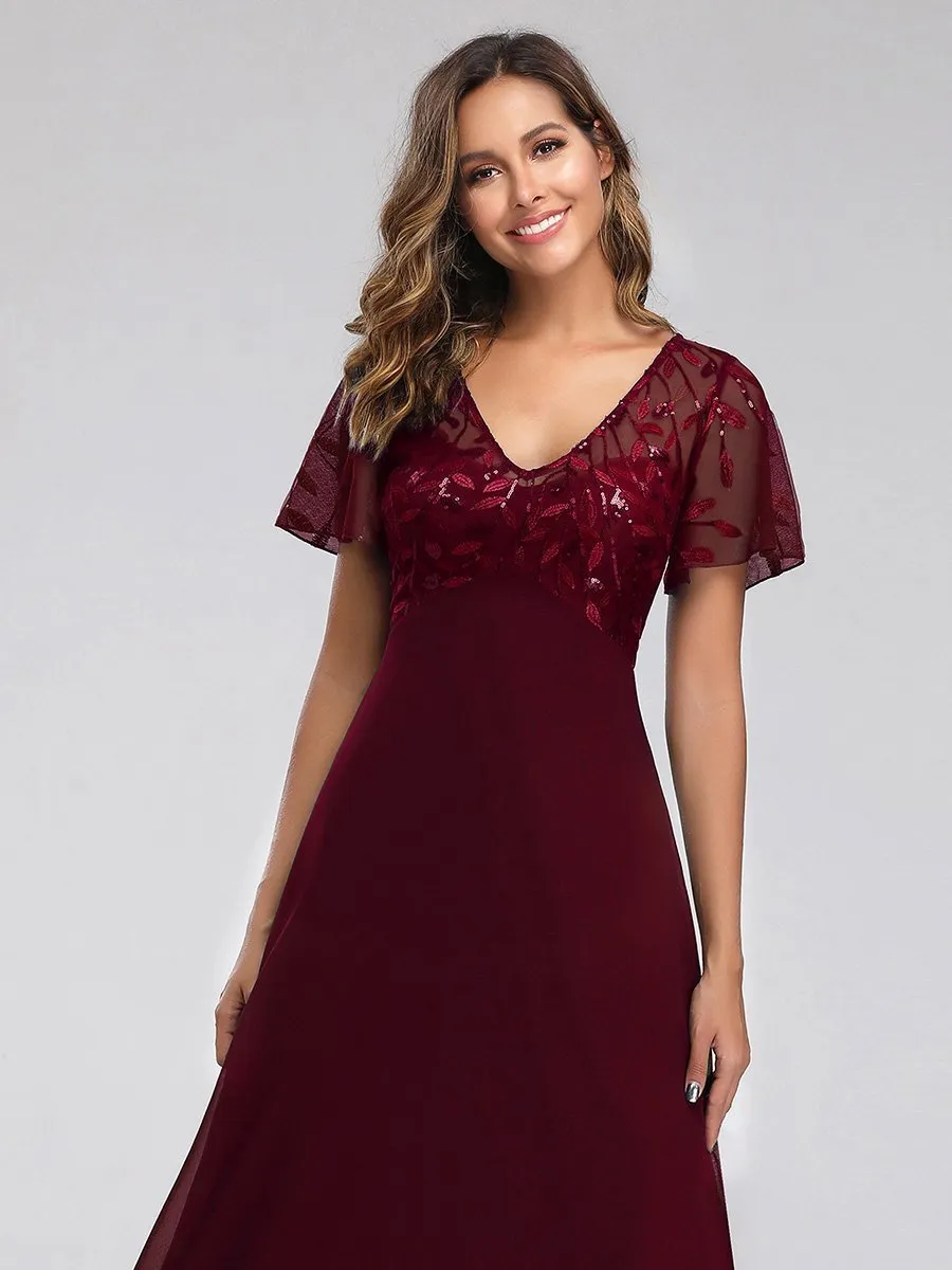Shannon sequin leaf patterned chiffon mother of the groom dress