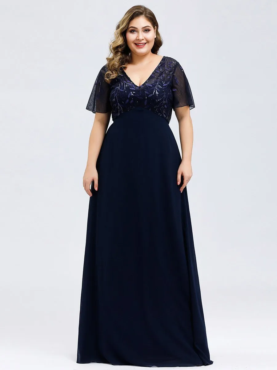 Shannon sequin leaf patterned chiffon mother of the groom dress