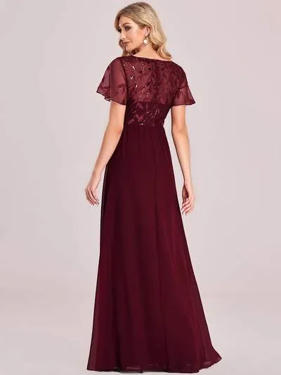Shannon sequin leaf patterned chiffon mother of the groom dress