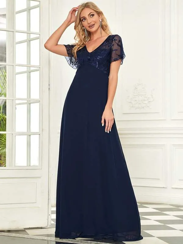 Shannon sequin leaf patterned chiffon mother of the groom dress