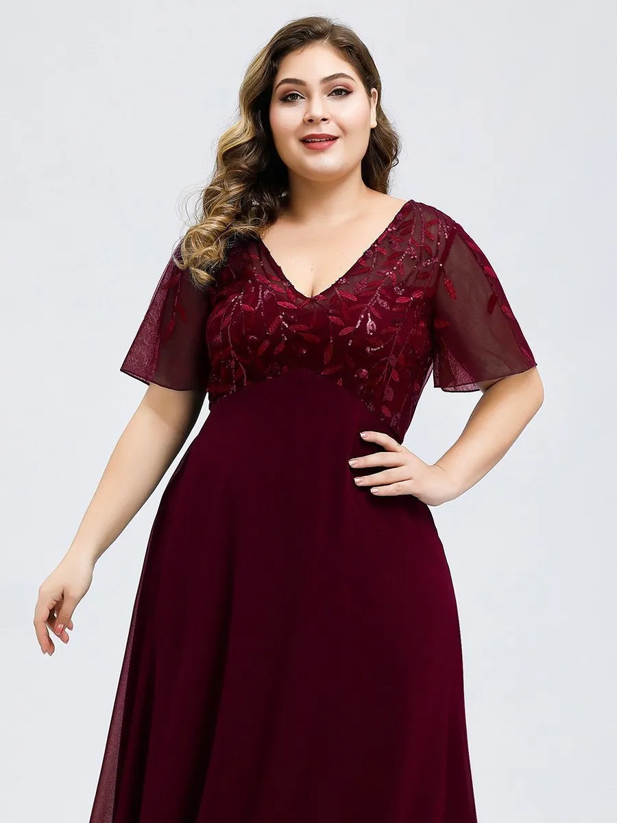Shannon sequin leaf patterned chiffon mother of the groom dress