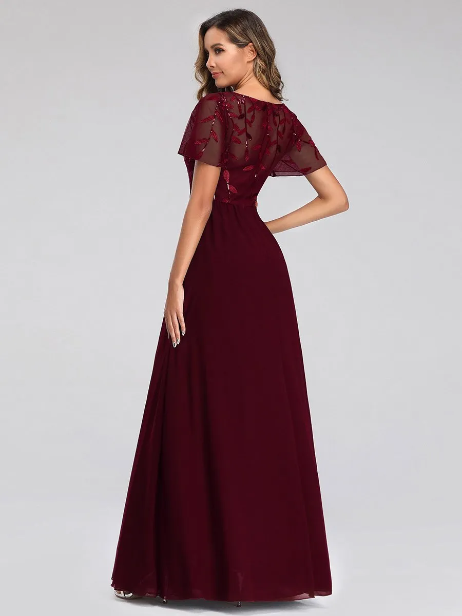 Shannon sequin leaf patterned chiffon mother of the groom dress