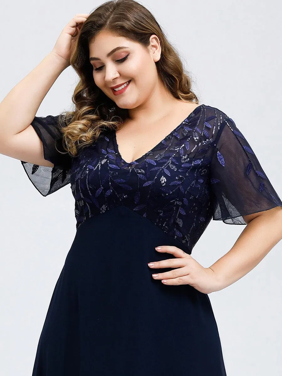Shannon sequin leaf patterned chiffon mother of the groom dress