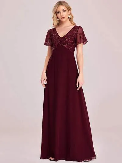 Shannon sequin leaf patterned chiffon mother of the groom dress
