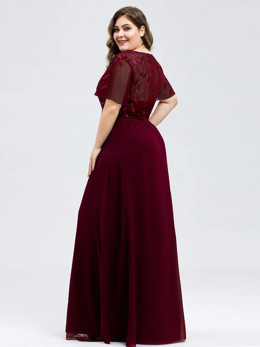 Shannon sequin leaf patterned chiffon mother of the groom dress