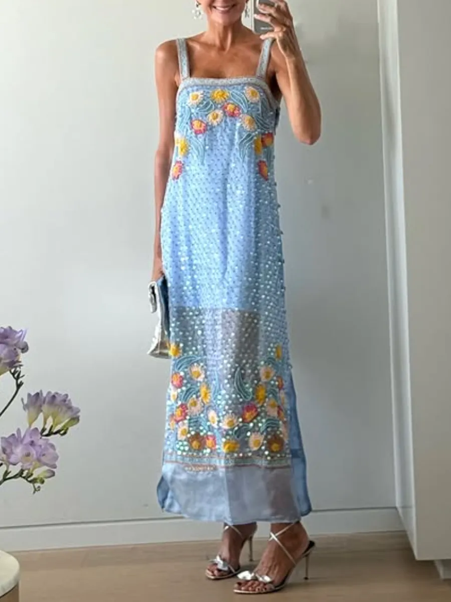 Silk Sunny Embellished Midi Dress