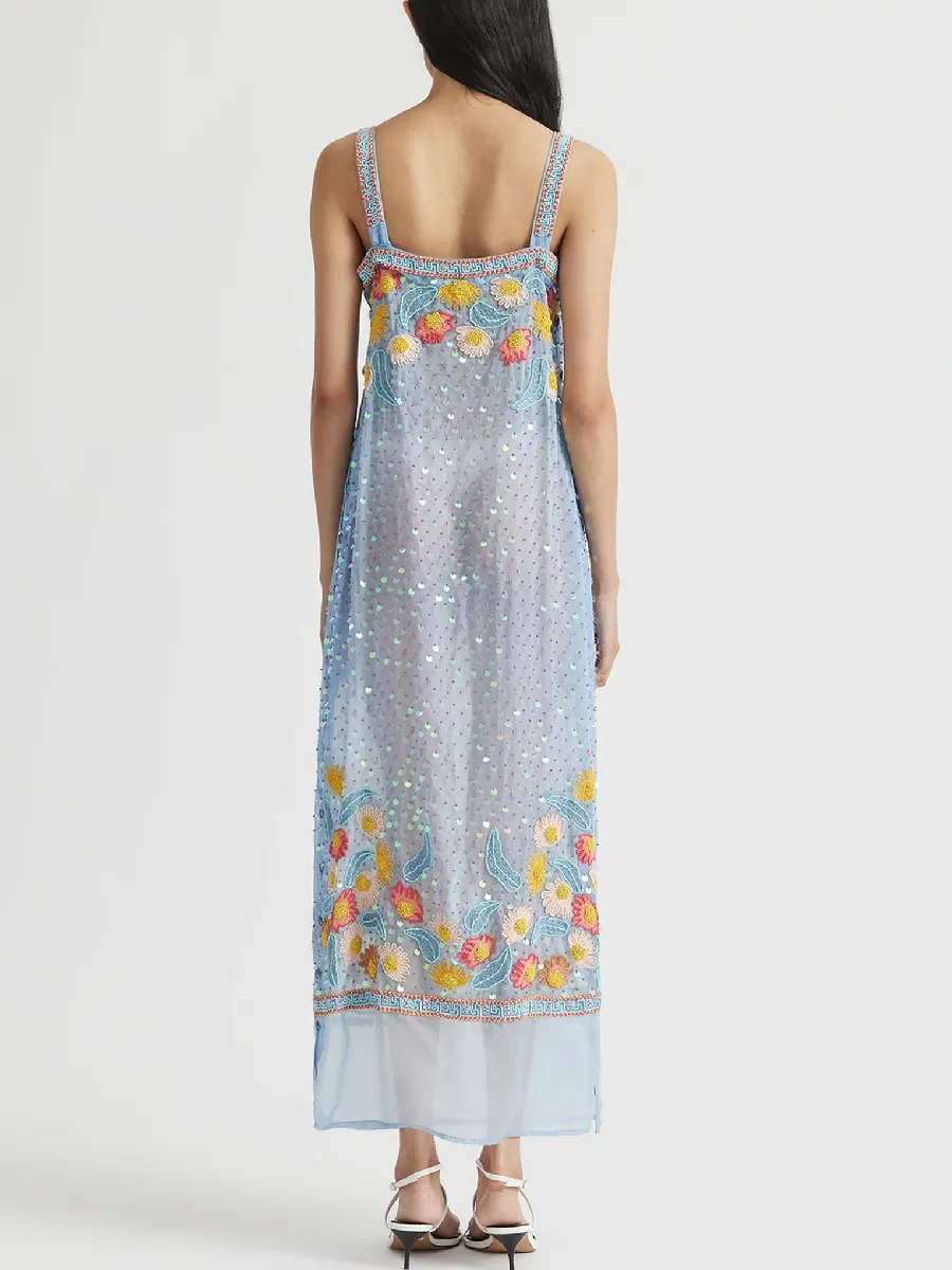 Silk Sunny Embellished Midi Dress