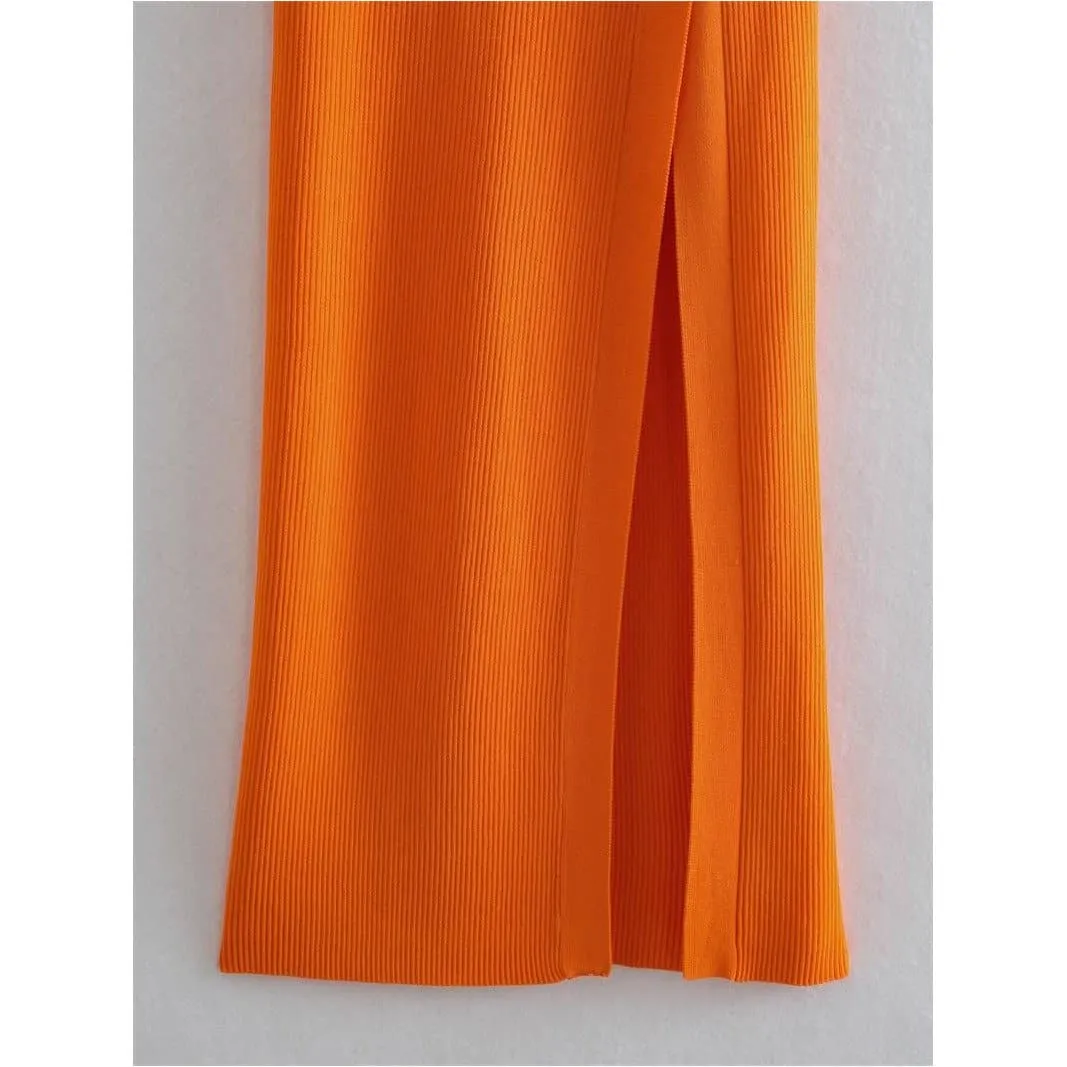 STRETCH TIGHT V-NECK HOLLOW DRESS