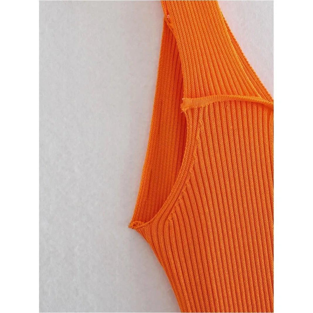 STRETCH TIGHT V-NECK HOLLOW DRESS