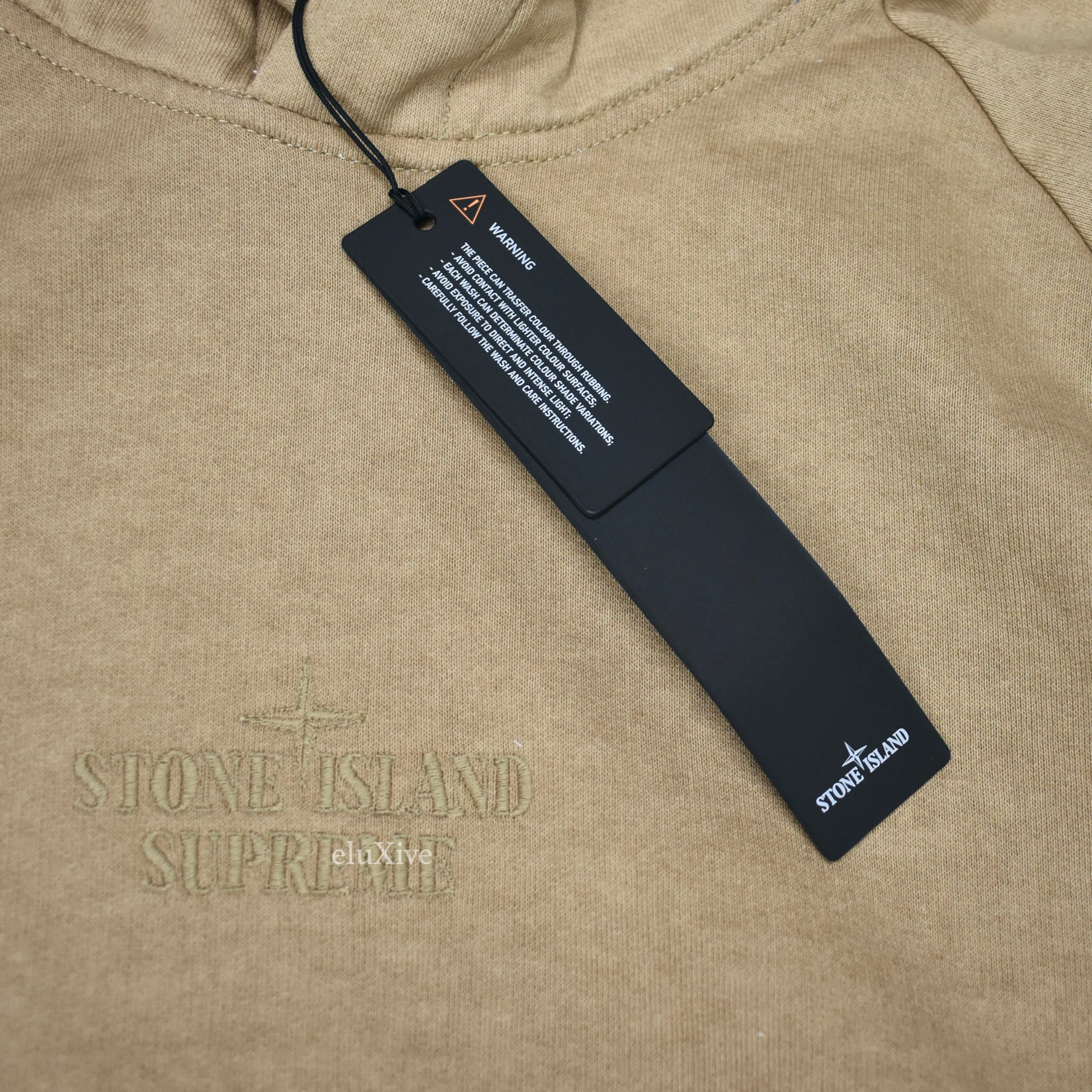 Supreme x Stone Island - Tan Side Stripe Logo Hoodie