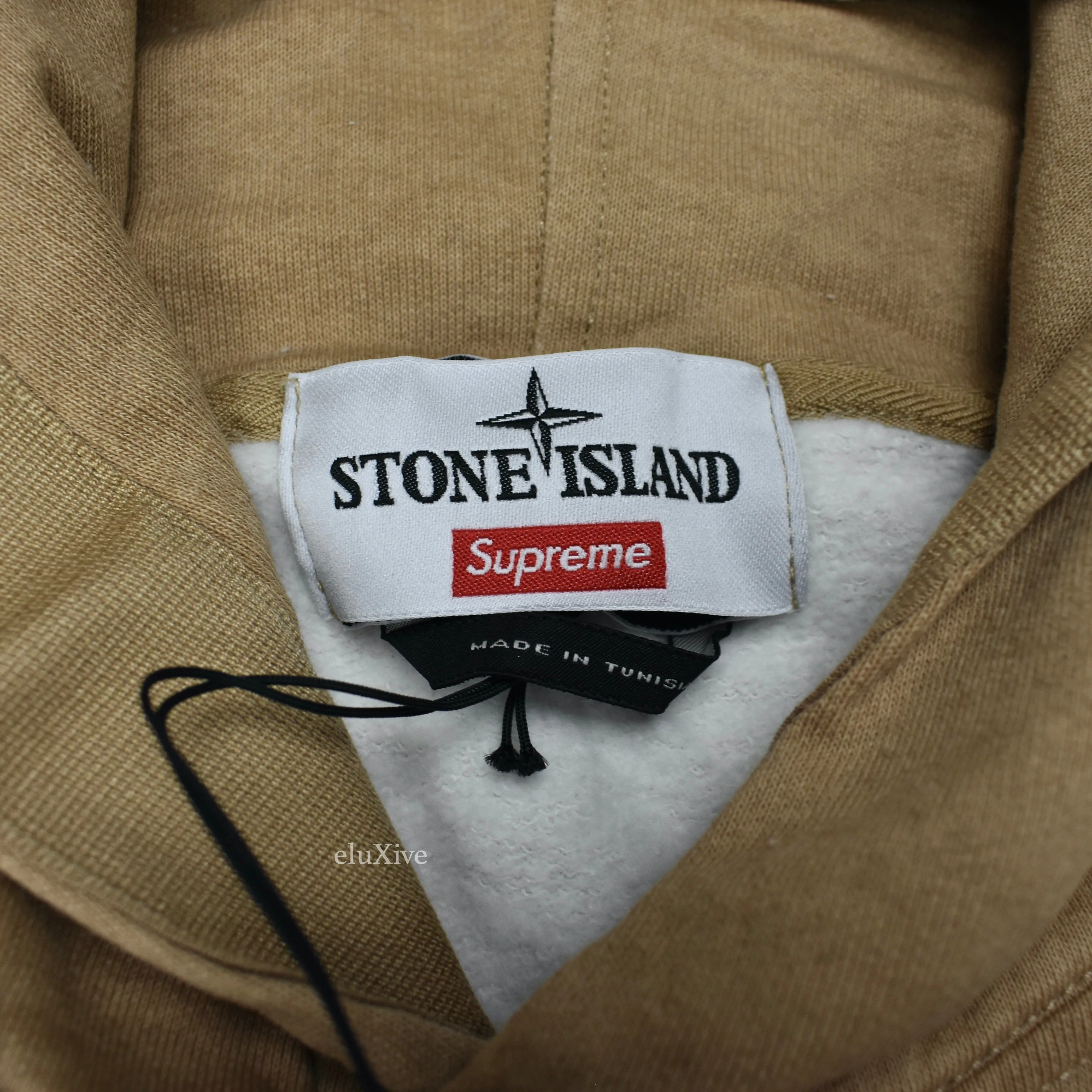 Supreme x Stone Island - Tan Side Stripe Logo Hoodie